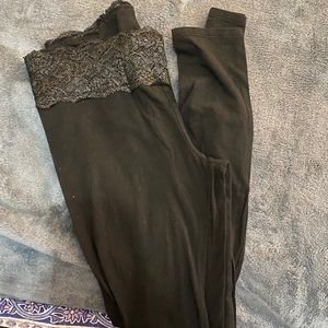 VS PINK Lace Waist Band Leggings